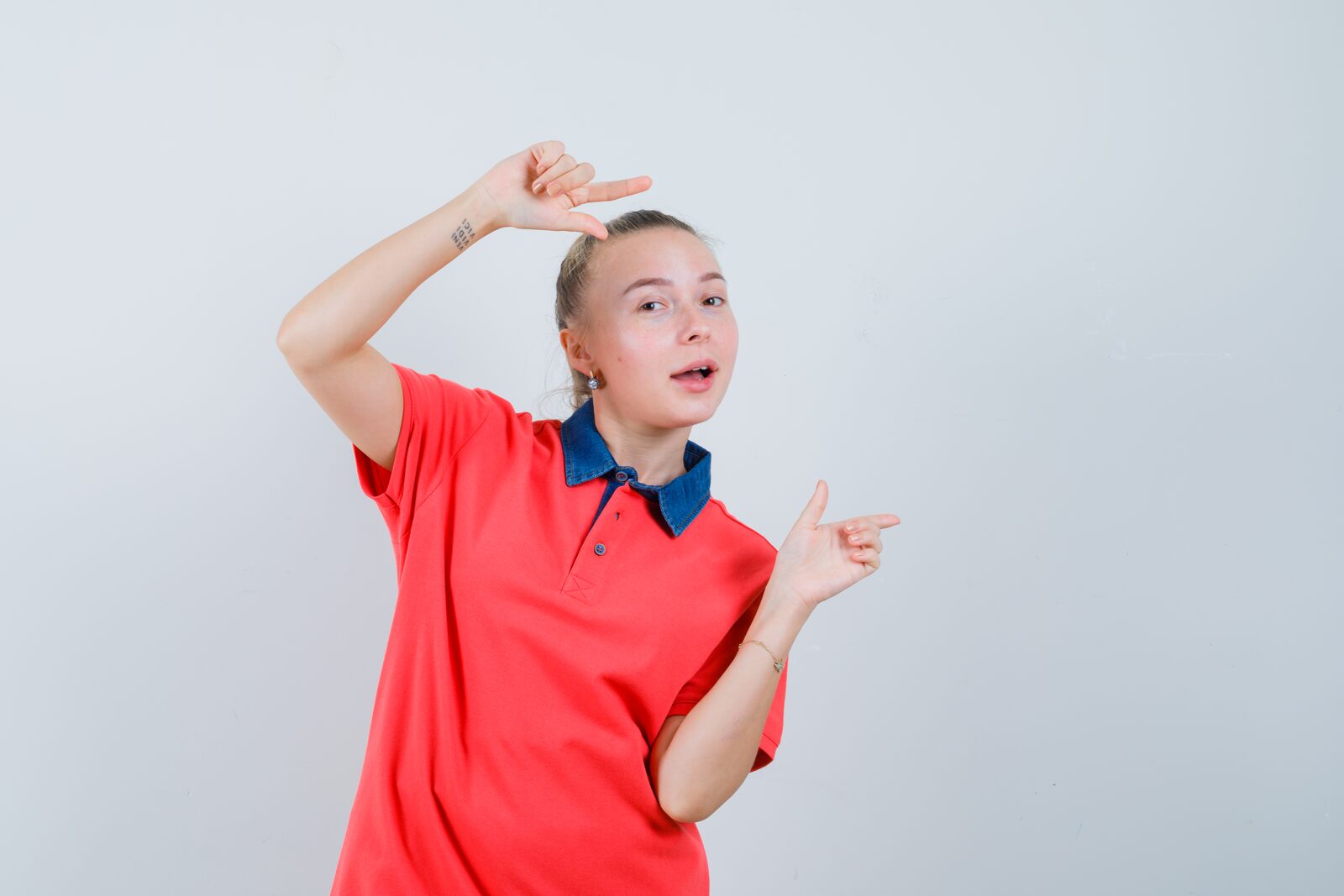 Young performer gesturing cheerfully